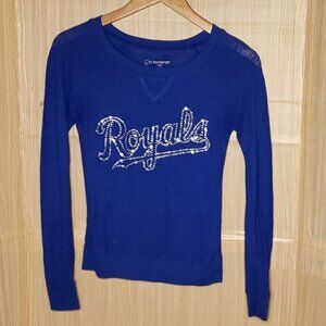 No Boundaries Womens Blue Kansas City Royals Long Sleeve Rhinestone Detail 3
